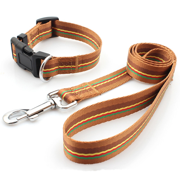 Webbing pet dog collar and leash