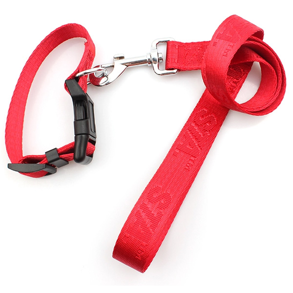 Woven pet dog collar and leash